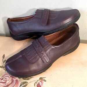 Hotter England Purple Plum Festival Leather Slip On Shoes